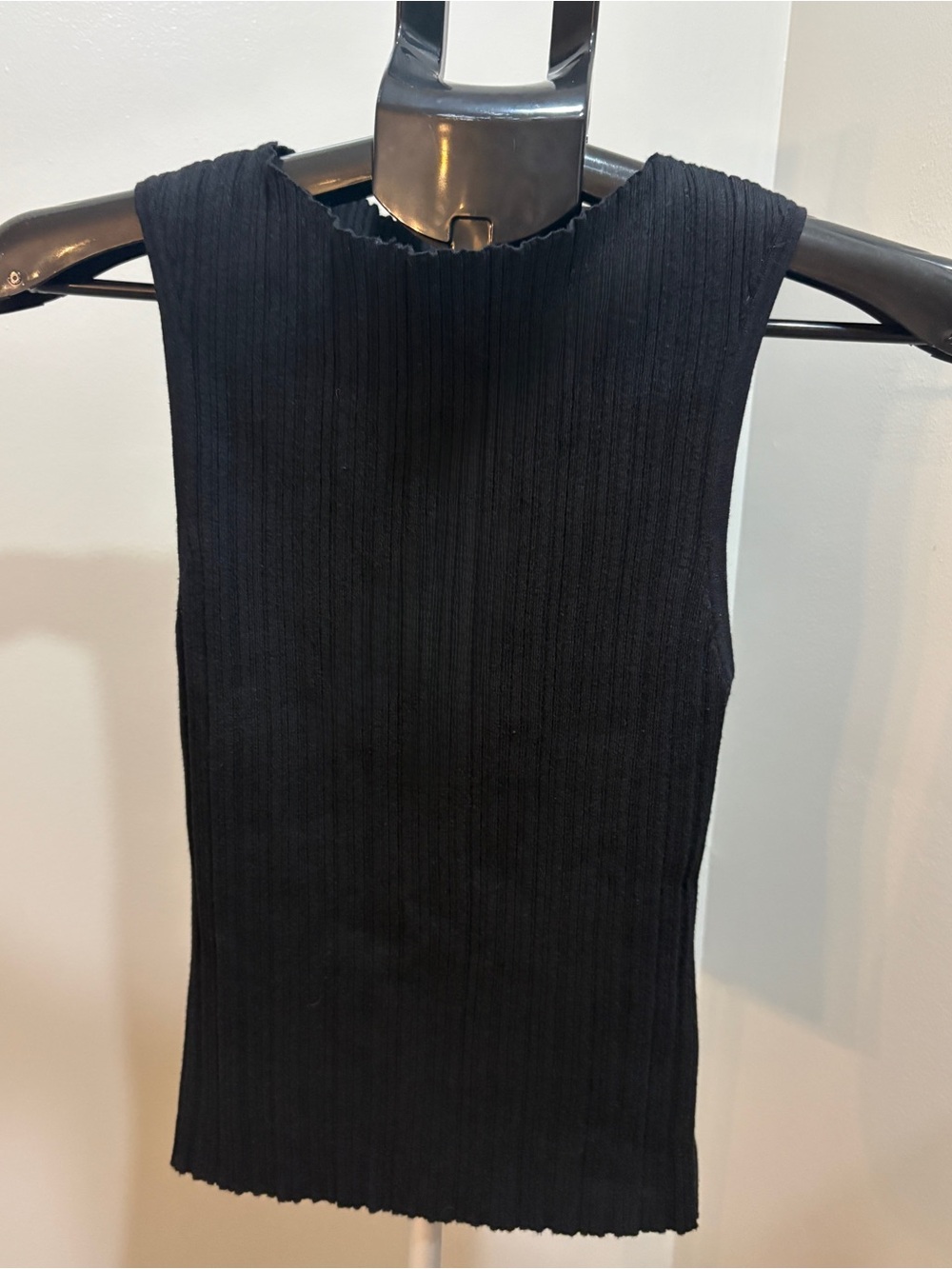 Ribbed Sleeveless Black Dressy Tank